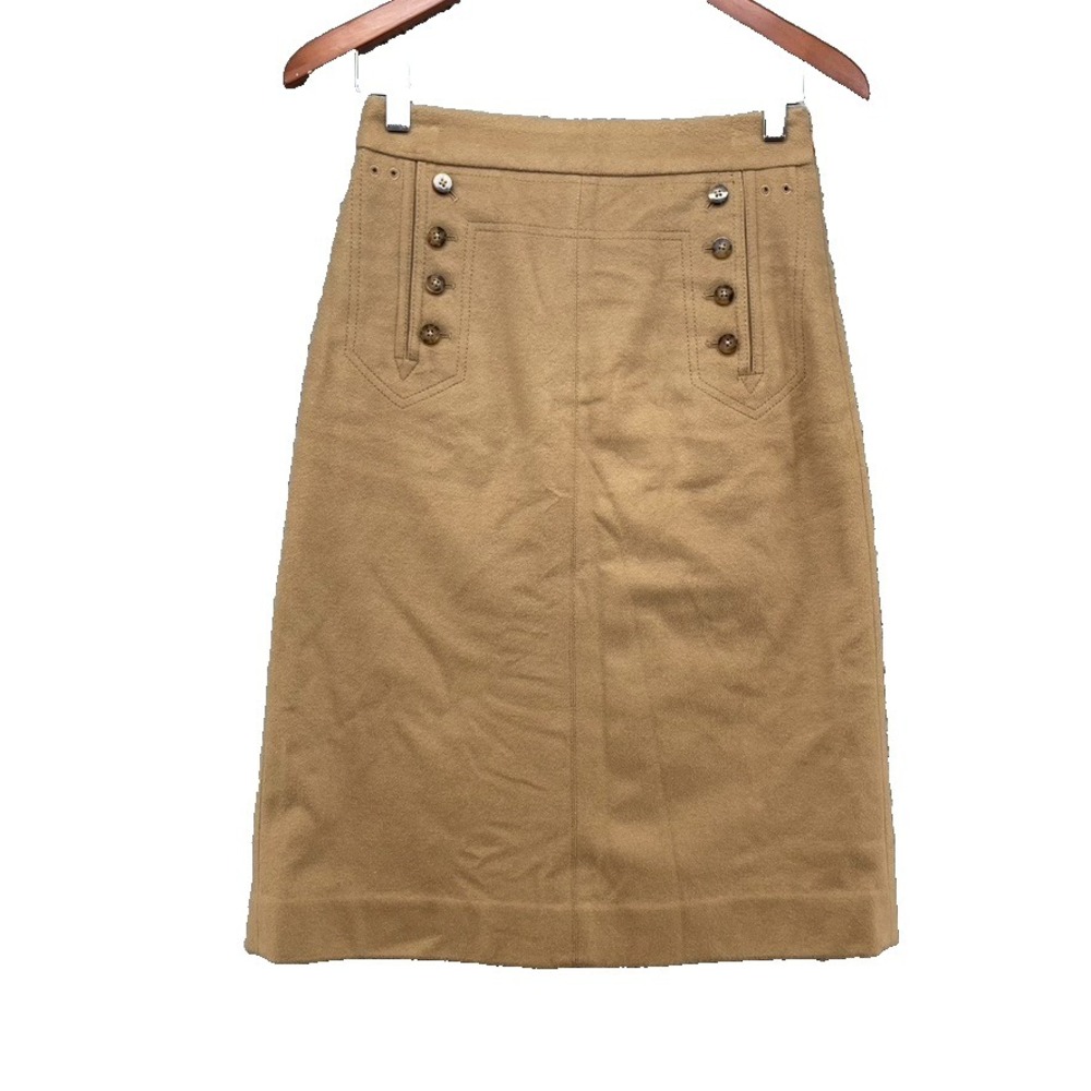 Marc Jacobs‎ Knee Length Wool Cashmere Skirt Womens 2 Beige Boho Prairie Indie